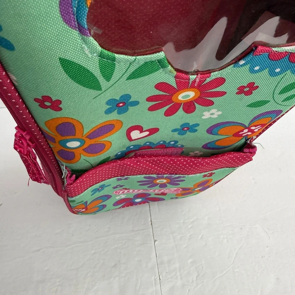 My Life As Doll Carrier Carrying Case Pink Floral Rolling Suitcase Travel Bag